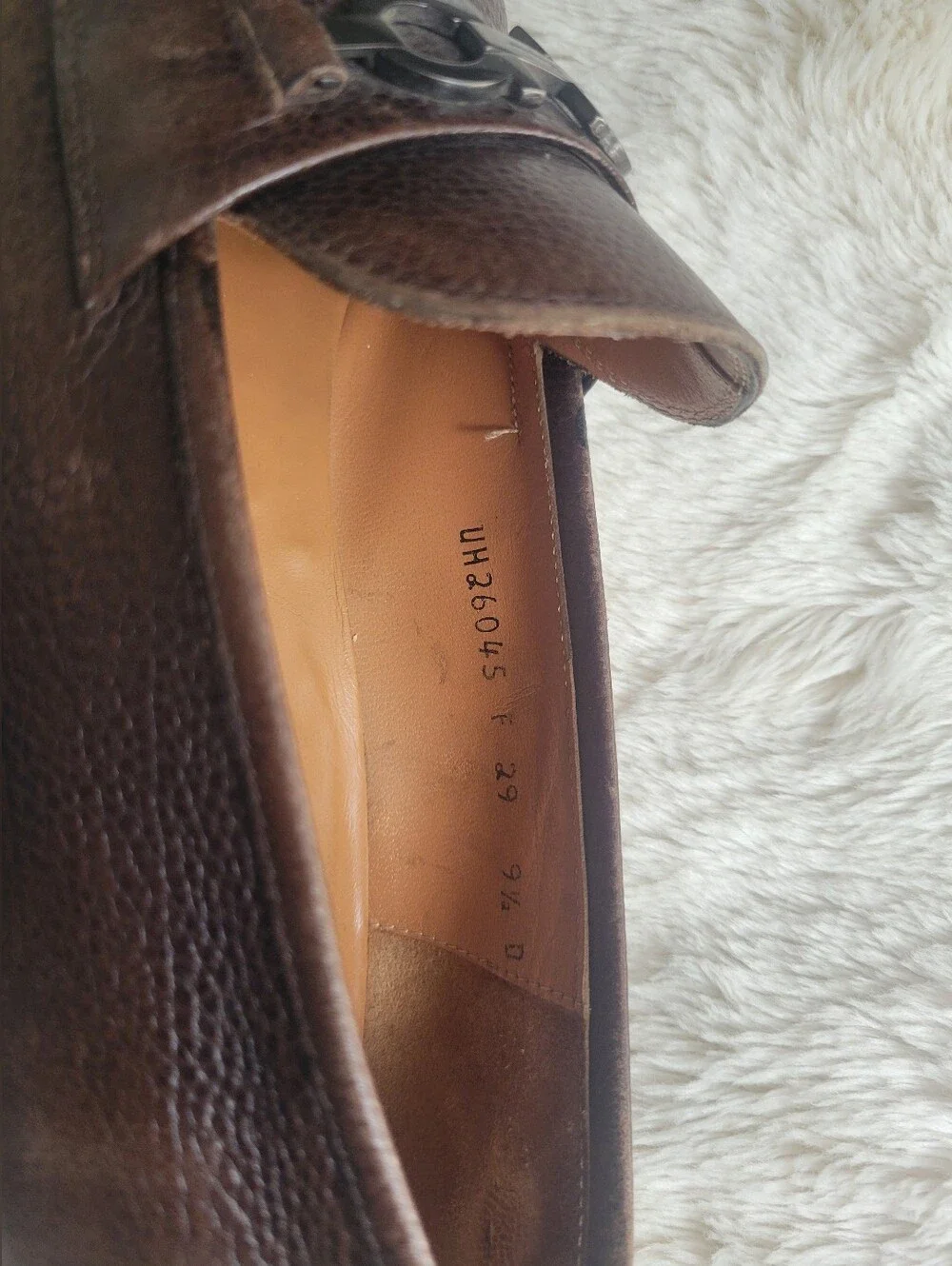 Salvatore Ferragamo Brown Pebbled Leather Bit Loafers